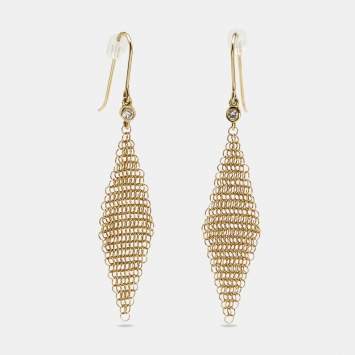 Pre Owned Tiffany & Co. Elsa Peretti Mesh 18k Yellow Gold Mini Model Earrings