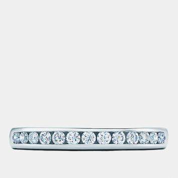 Pre Owned Tiffany Platinum Full Diamond Eternity Band Ring EU 49