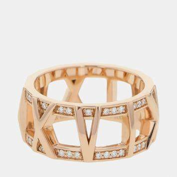 Pre Owned Tiffany & Co. 18K Rose Gold and Diamond Atlas Band Ring EU 51