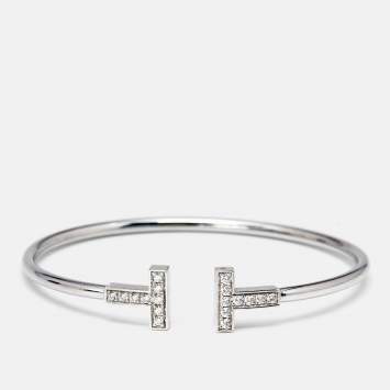 Tiffany & Co. Tiffany T Wire Diamonds 18k White Gold Bracelet