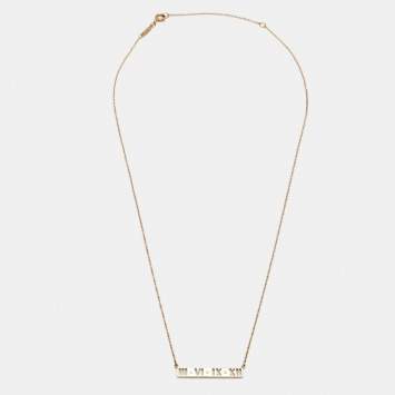 Pre Owned Tiffany & Co. Atlas Pierecd Diamond 18k Rose Gold Necklace