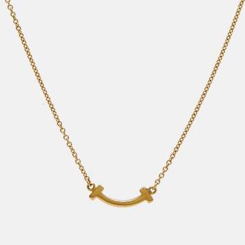 Pre Owned Tiffany & Co. T Smile 18k Yellow Gold Mini Model Necklace