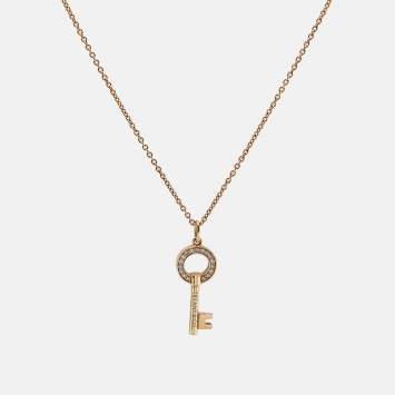 Pre Owned Tiffany & Co. Tiffany Keys Diamonds 18k Rose Gold Mini Model Necklace