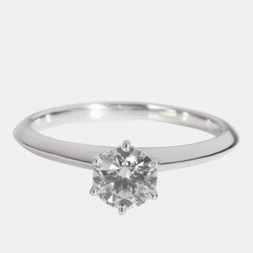 Pre Owned Tiffany & Co. Platinum 0.76 ct Round Brilliant Diamond Engagement Ring EU 58.5