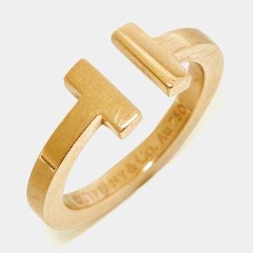 Pre Owned Tiffany & Co. T Square 18k Rose Gold Ring Size 54