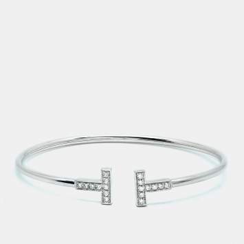 مملوكة مسبقًا Tiffany & Co. Tiffany T Wire Diamonds 18k White Gold Bracelet