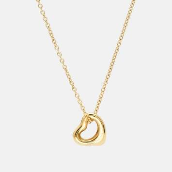 Pre Owned Tiffany & Co. Elsa Peretti Open Heart 18k Yellow Gold Necklace
