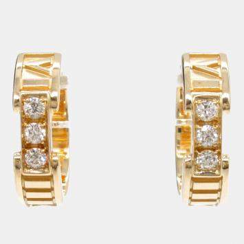 Pre Owned Tiffany & Co. Atlas 18k Rose Gold Diamond Hoop Earrings