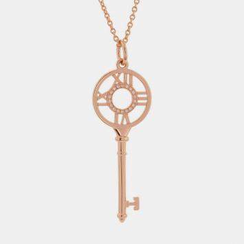 مملوكة مسبقًا Tiffany & Co. Atlas 18K Rose Gold and Diamond Pendant Necklace