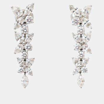 Pre Owned Tiffany & Co. Platinum Diamond Victoria Mixed Cluster Drop Earrings