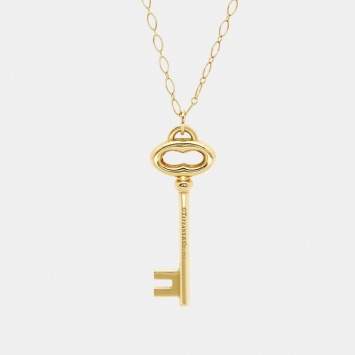 Pre Owned Tiffany & Co. Oval Key 18k Yellow Gold Necklace