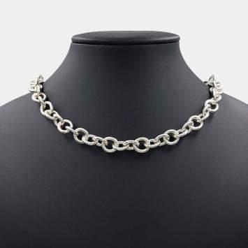 Pre Owned Tiffany & Co. Silver Diamond 1p Return-to Heart Tag Necklace