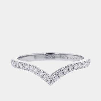 Pre Owned خاتم تيفاني & كو. سولست في-باندا بلاتين ألماس مقاس 50 الاتحاد الأوروبي