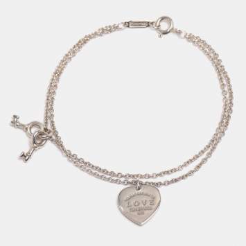 Pre Owned Tiffany & Co. Return To Tiffany Love Heart Tag Key Sterling Silver Bracelet