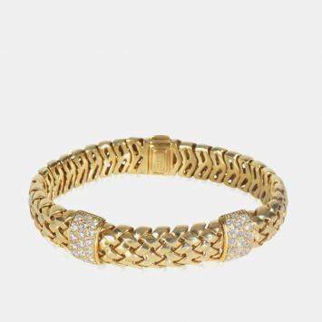 Pre Owned Tiffany & Co. Vannerie 18K Yellow Gold and Diamond Bracelet