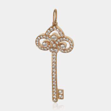 Pre Owned Tiffany & Co. Fleur De Lis 18K Rose Gold and Diamond Pendant