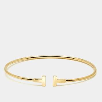 مملوكة مسبقًا Tiffany & Co. Tiffany T 18k Yellow Gold Narrow Wire Bracelet
