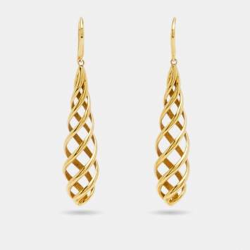 Pre Owned Tiffany & Co. Paloma Picasso Venezia Luce Spiral 18k Yellow Gold  Drop Earrings