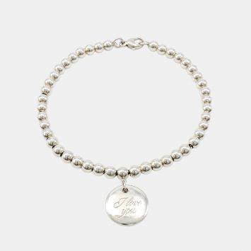 Pre Owned Tiffany Silver I Love You Note Bead Bracelet
