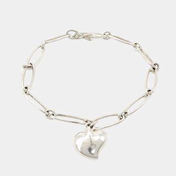 Pre Owned Tiffany Silver Full Heart Bracelet