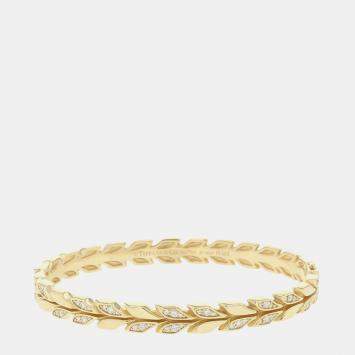 Pre Owned Tiffany & Co. Victoria Vine 18k Yellow Gold 046 Ct Diamonds Bangle Bracelet 