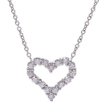 Pre Owned Tiffany & Co. Sentimental Diamond Heart Platinum Necklace 