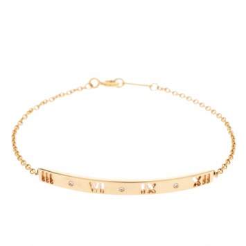 Pre Owned Tiffany & Co. Atlas Pierced Diamond 18K Rose Gold Bracelet