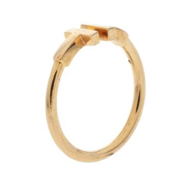 Pre Owned Tiffany & Co. T Wire 18K Rose Gold Open Ring Size 55