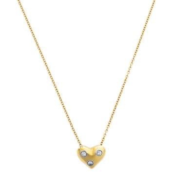Pre Owned Tiffany & Co. Etoile Diamond Heart Motif 18K Yellow Gold Platinum Pendant Necklace