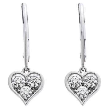 Pre Owned Tiffany & Co.Heart Diamond Platinum Drop Earrings
