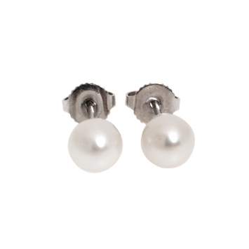 Pre Owned Tiffany & Co. Tiffany Signature Cultured Pearl 18K White Gold Stud Earrings