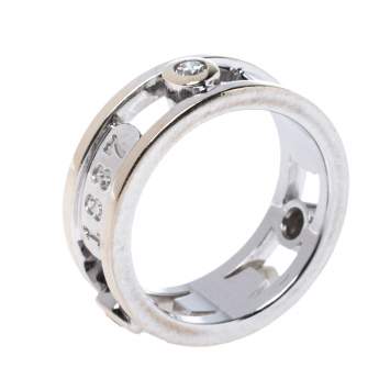 Pre Owned Tiffany & Co.Tiffany 1837 Diamond 18K White Gold Ring Size 48