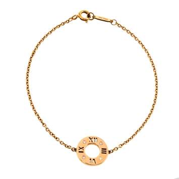 Pre Owned  Tiffany & Co. Atlas Pierced Diamond 18K Rose Gold Bracelet
