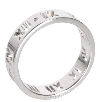 Pre Owned Tiffany & Co. Pierced Diamond Atlas 18K White Gold Ring Size EU 55