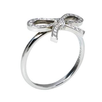 Pre Owned Tiffany & Co. Tiffany Bow Diamond Platinum Ring Size 53