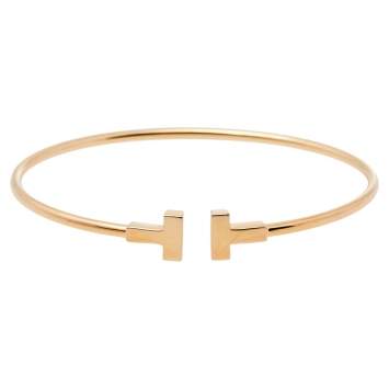 Pre Owned Tiffany & Co. T Wire 18K Rose Gold Narrow Bracelet