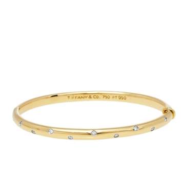 Pre Owned  Tiffany & Co. Etoile Diamond 18k Yellow Gold Platinum Bangle Bracelet
