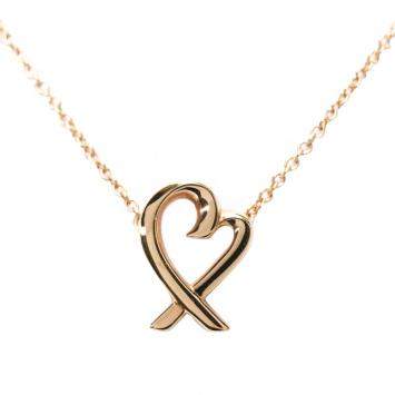 Pre Owned Tiffany & Co. 18K Rose Gold Loving Heart Pendant Necklace