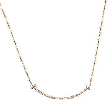 Pre Owned Tiffany & Co. Tiffany T Smile Diamond 18K Rose Gold Pendant Necklace
