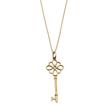 Pre Owned Tiffany & Co. Tiffany Knot Key 18K Rose Gold Pendant Necklace 