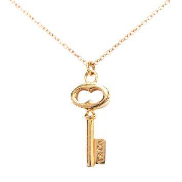 Pre Owned Tiffany & Co. Vintage Oval Key 18K Rose Gold Necklace 