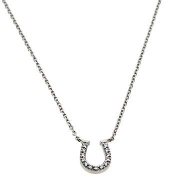 Pre Owned Tiffany & Co. Diamond 18K White Gold Horse Shoe Pendant Necklace