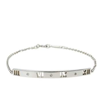 Pre Owned Tiffany & Co. Atlas Pierced Diamond 18K White Gold Bracelet