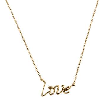 Pre Owned Tiffany & Co. Paloma's Graffiti Love 18K Yellow Gold Pendant Necklace