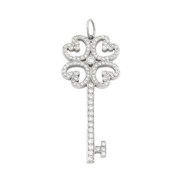 Pre Owned Tiffany & Co. Quatra Heart Key Diamond Platinum Pendant