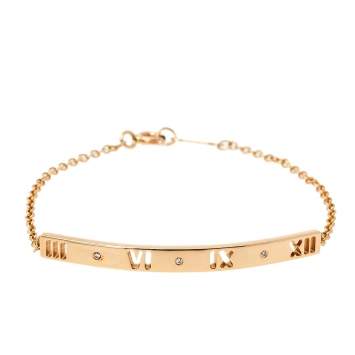 Pre Owned Tiffany & Co. Atlas Pierced Diamond 18K Rose Gold Bracelet