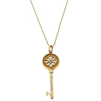 Pre Owned Tiffany & Co. Tiffany Knot Key 18K Yellow Gold Pendant Necklace 