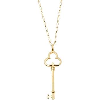 Pre Owned Tiffany & Co. Trefoil 18K Yellow Gold  Key Pendant Necklace