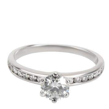 Pre Owned Tiffany & Co. Channel Diamond Engagement Platinum Ring Size EU 54.5