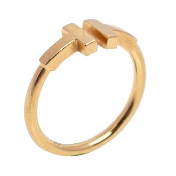 Pre Owned Tiffany & Co. Tiffany T Wire 18K Yellow Gold Ring Size EU 51